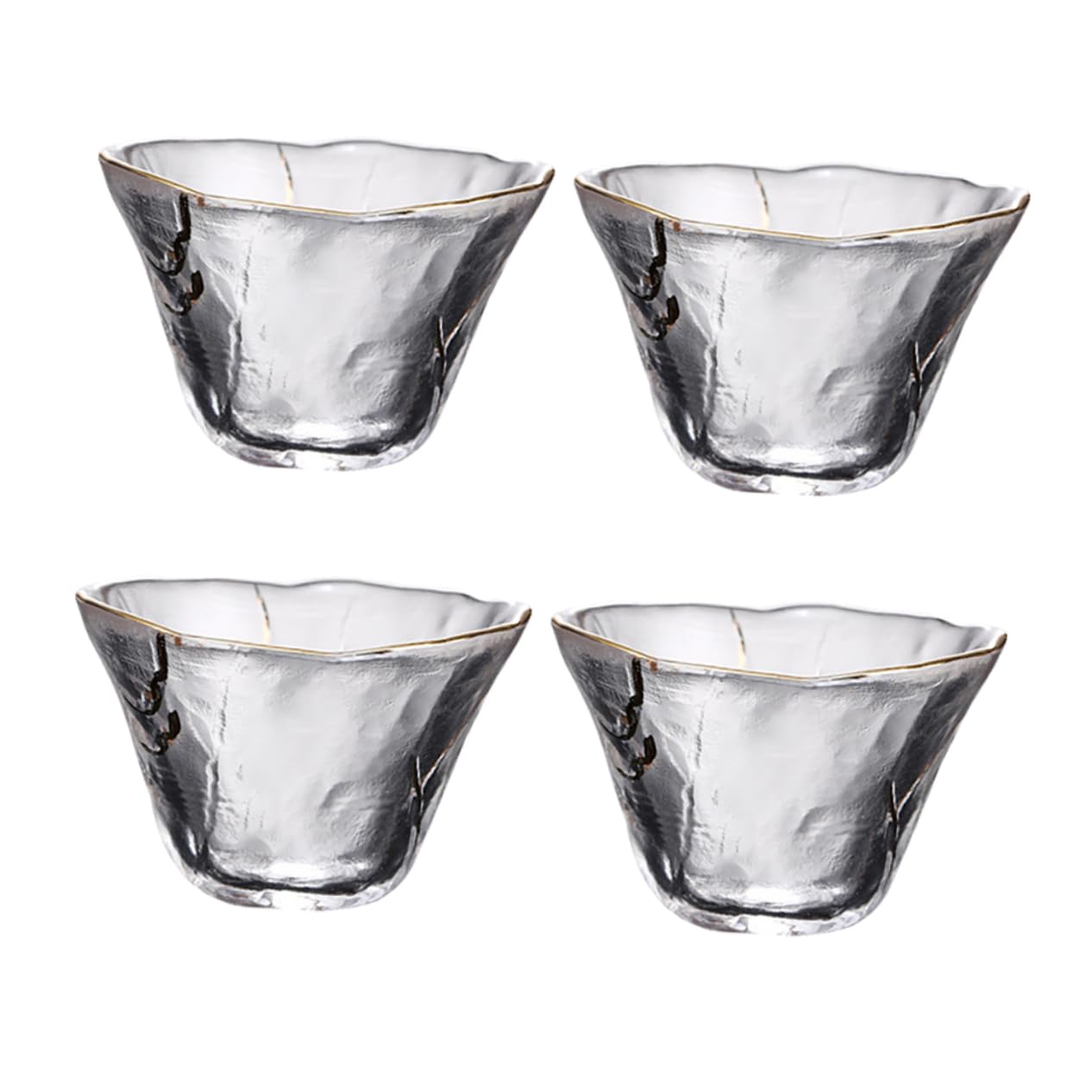 Cabilock Heated Japanese Tea Mug Set 4pcs Glass Tea Cups Gold Trim Great for Birthday Wedding and Gatherings