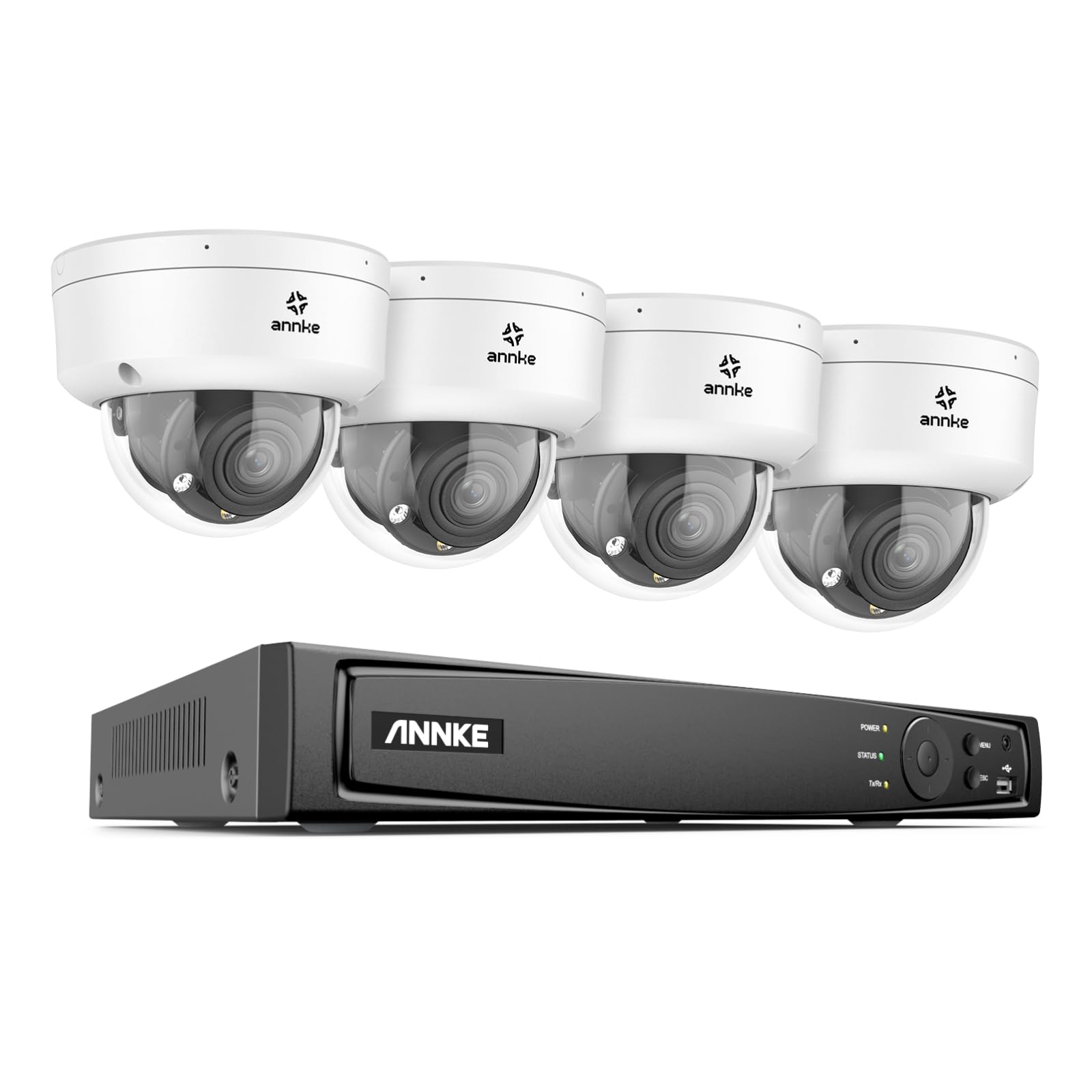 ANNKE 4K Home Security Camera System, 8CH NVR with AI Motion Detection, 4pcs 8MP Varifocal Dome PoE Cameras, Smart Dual Light Night Vision, Remote Access, H.265+, IP67 Waterproof(No HDD Included)