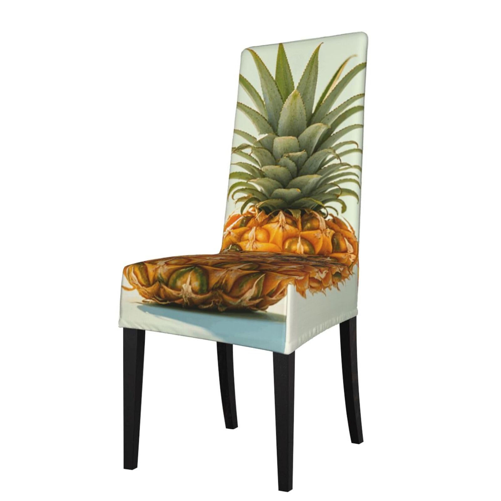 Fodpand Black Fresh Pineapple Dining Room Chair Cover Stretch Parsons Chair Slipcovers Removable Washable Chair Protectors Cover High Elastic Seat Protector For Home,Kitchen, Hotel, Banquet