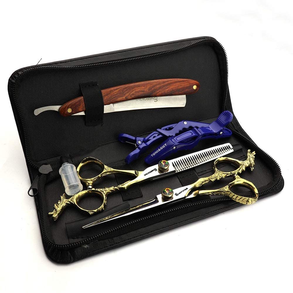 Forbici per capelli super taglienti 6/7/7.5/8/9 pollici, fornendo una sensazione stabile.. (6 pollici -2pc-B)