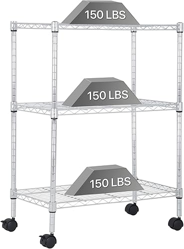 Dkelincs Estantería de alambre de 23 pulgadas de largo x 13 pulgadas de ancho x 31 pulgadas de alto estante de alambre ajustable de 3 niveles de