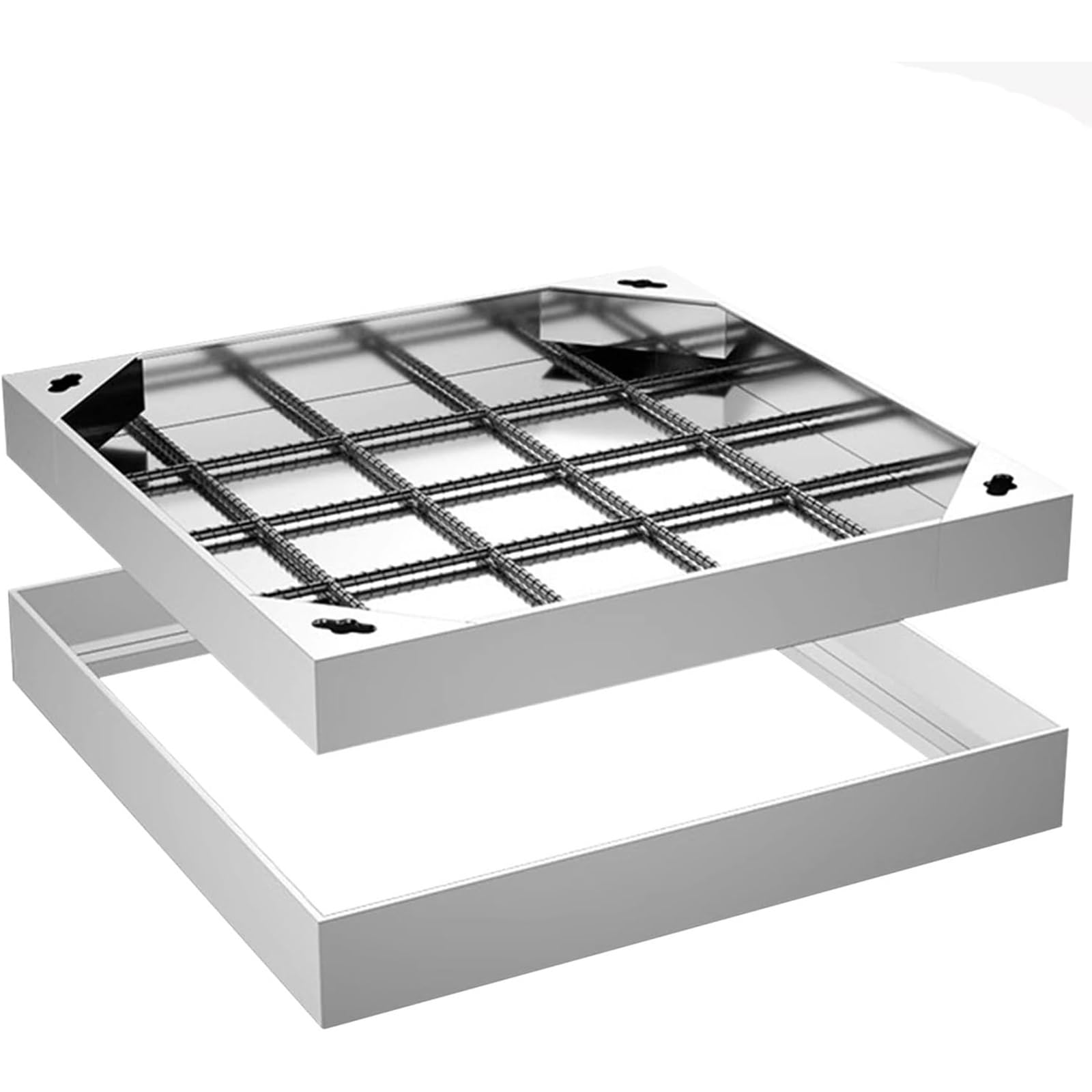GJMSSMY Stless Steel Manhole Cover 300x300mm Square Access Lid Invisible Detected Pavement Cover for Septic Tank Durable Embedded Design for Enhanced Safety and Security