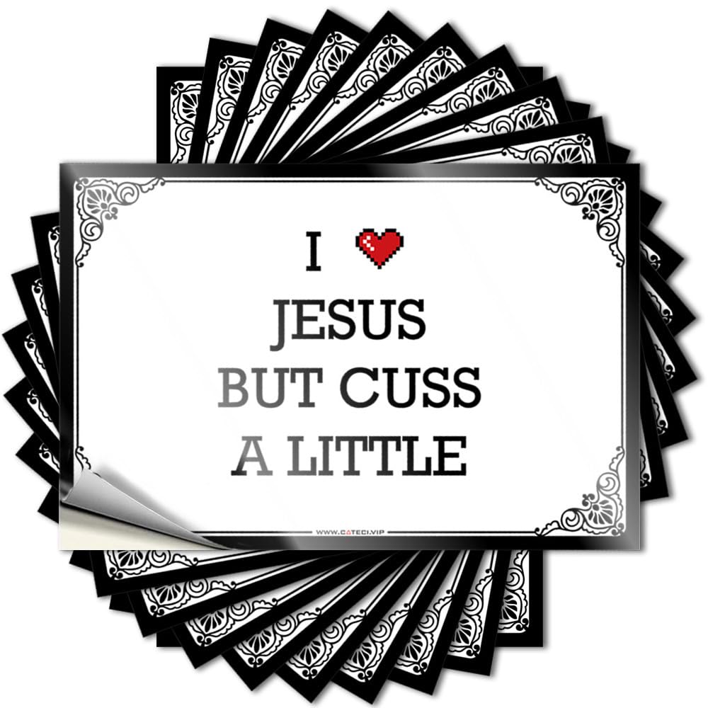Sticker Unique Camper Decorations for Inside Waterproof - I Love Jesus But Cuss A Little Bottle Self Adhesive Decal for Taupe Use(6X9CM)