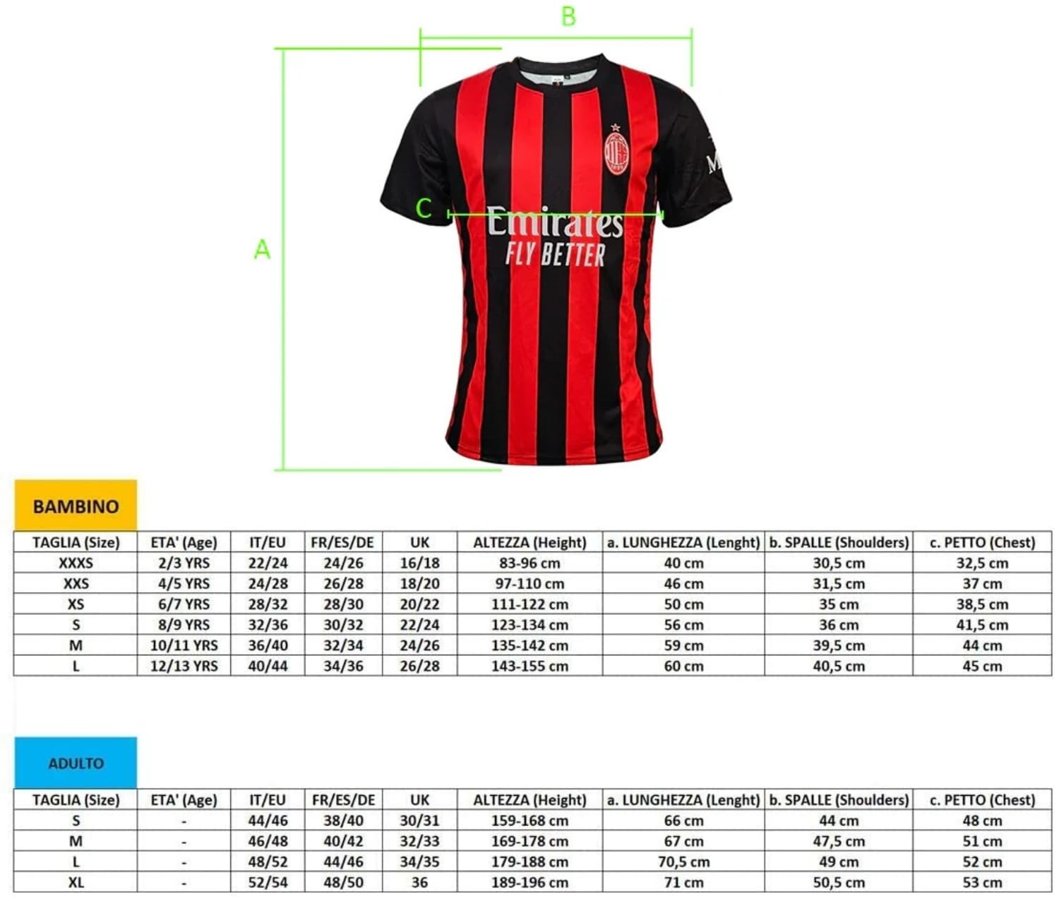 Maglia Milan Adrien Rabiot 12 Replica Ufficiale Autorizzata 2025-2026 Bambino (Taglie-Anni 4 6 8 10 12) Adulto (S M L XL XXL)