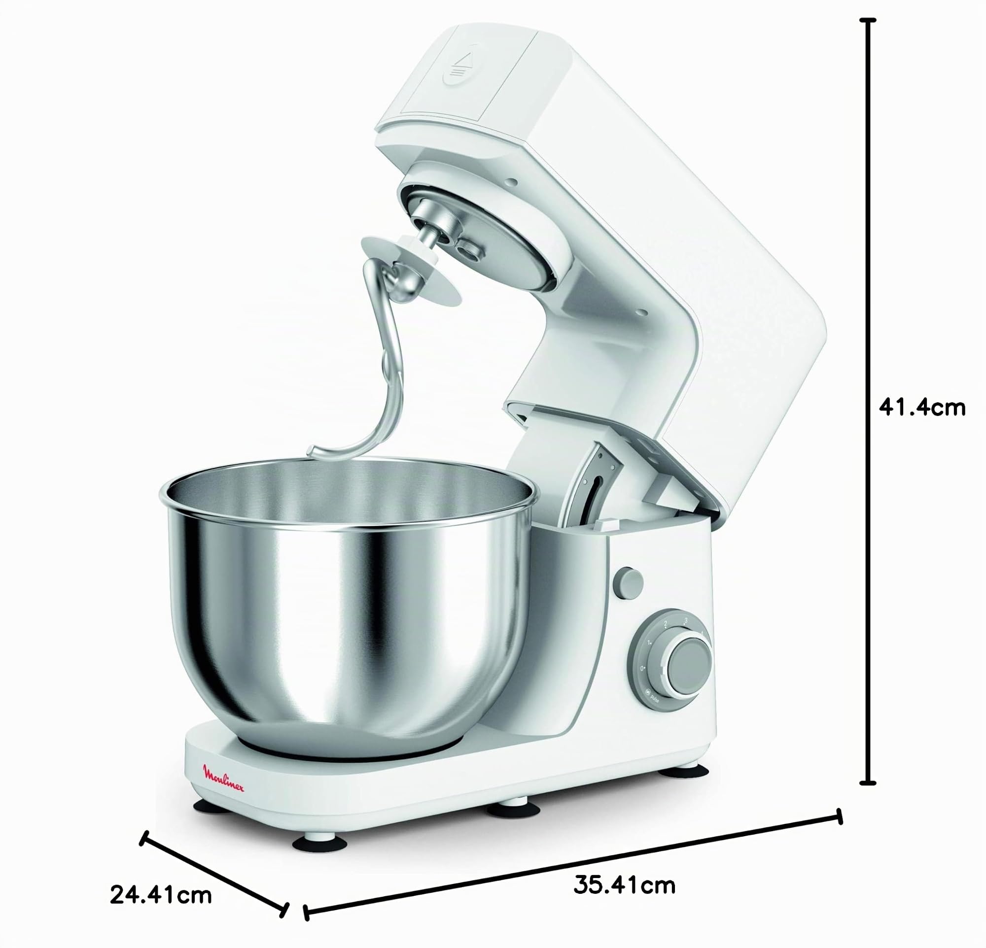 MOULINEX ROBOT PATISSIER ESSENTIAL Robot multifonction 800W 6 vitesses Bol Inox 4,8L Kit Pâtisserie Fouet Pétrin Batteur QA150110