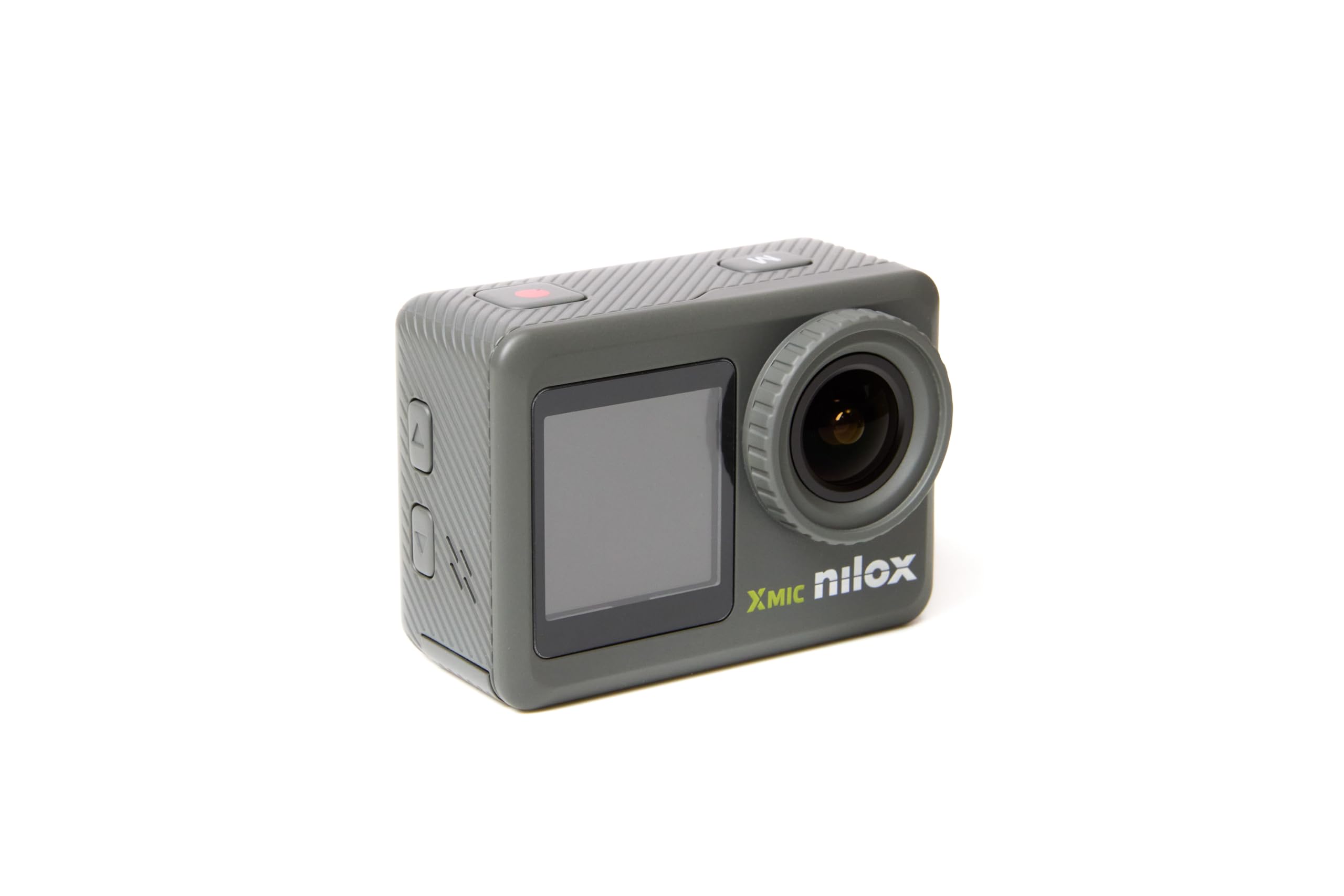 Nilox XMIC Action Cam, Cámara deportiva 4k y 5k con Estabilizador, Pantalla LCD Frontal, Micrófono y Conexión Wifi, Resolución Fotográfica hasta 50M, Sumergible 30m