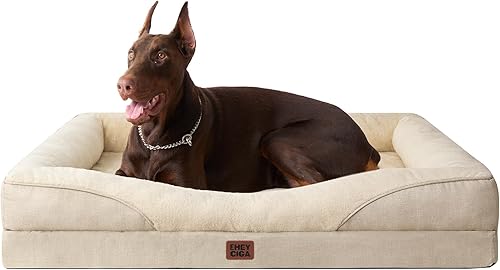 Miniatura 27 de EHEYCIGA Cama para perro de espuma viscoelástica para tamaño mediano, sofá ortopédico para perro con lados y forro impermeable, sofá lavable para