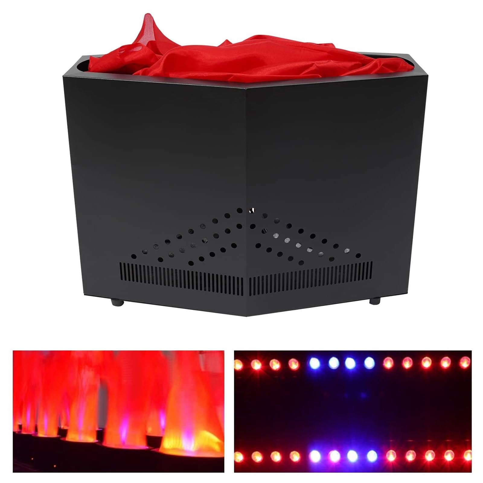 Fałszywy efekt ognia, 36 diod LED elektryczna lampka imitująca ognisko, 3D sztuczny płomień, idealna na imprezy przy ognisku (1.8m/5.9ft)