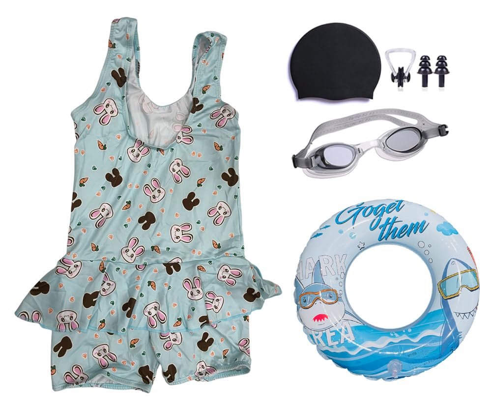 | Swimming Kit for Girls (Age 6-8 Years) with 1 Swimming Sleeveless Frock with 1 Anti Fog Swimming Goggles, Swimming Cap, 1 Nose Clip, 2 Ear Plugs, 1 Swimming Ring (Tube) for Girls | SC60-image-5
