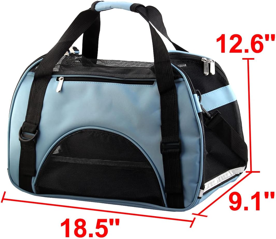 Nylon Pet Dog Foldable Breathable Carrier Travel Tote Trolley Luggage Bag Case Cage M Light Blue (id: 024 d04 e56 081 88b
