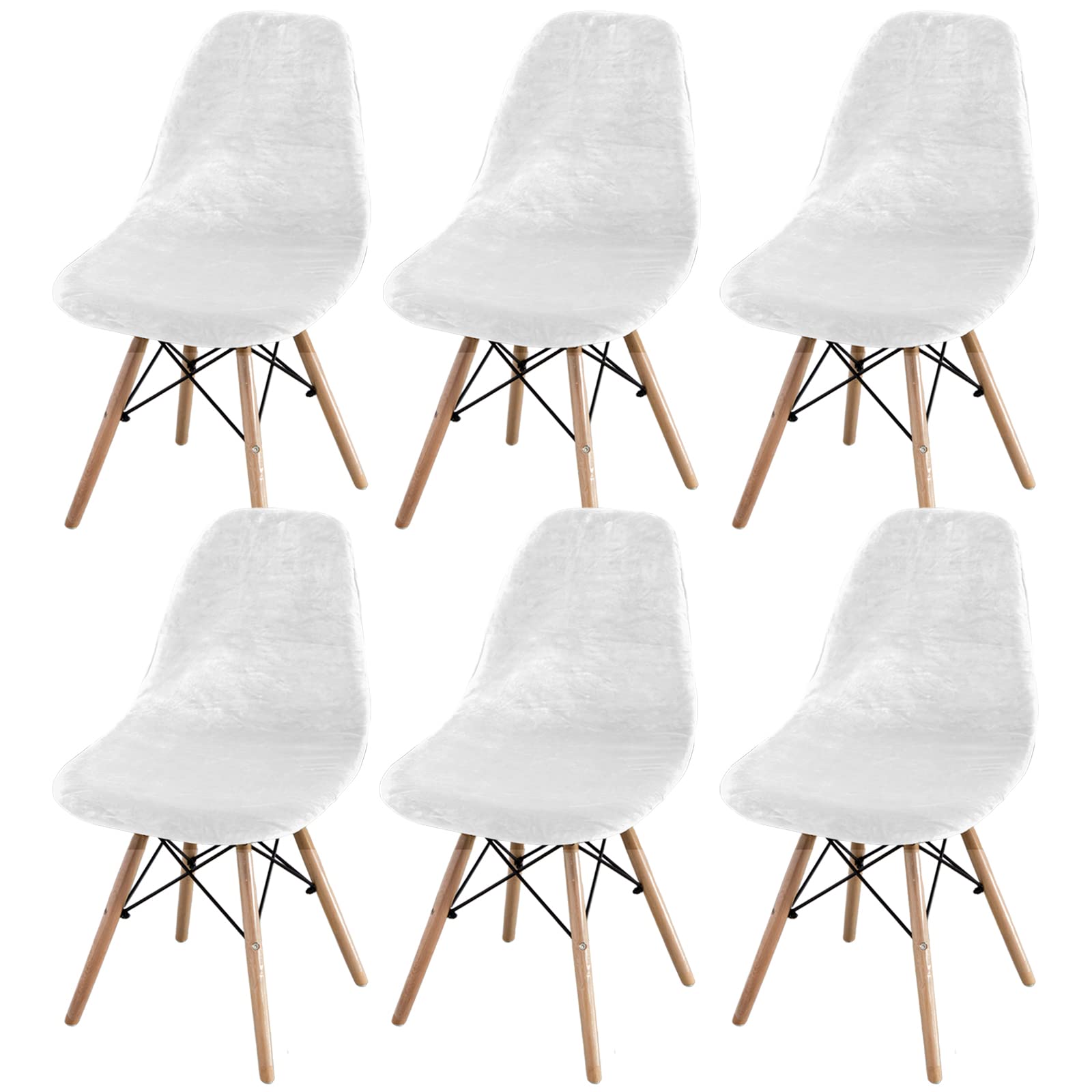 Topchances Dining Room Chair Covers Slipcovers Set of 2/4/6, Shell Chair Cover Mid Century Modern Dining Chair Covers, Armless Chair Cover Lounge for Kitchen, Dining Room (White, Set of 6) — image 1