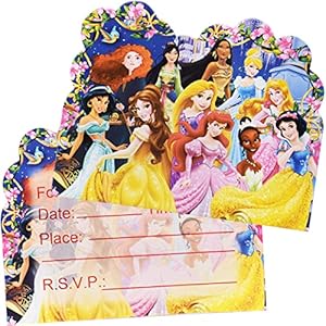 Kit Carte Invitation – simyron 20 Pièces Princesse Carte Invitation Enfant Anniversaire Cartes d’Invitation à Remplir…