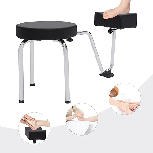 Miniatura 3 de YIYIBYUS Silla de pedicura para tecnología de uñas, herramientas de pedicura portátiles para pies, altura ajustable y resistente, estación de uñas
