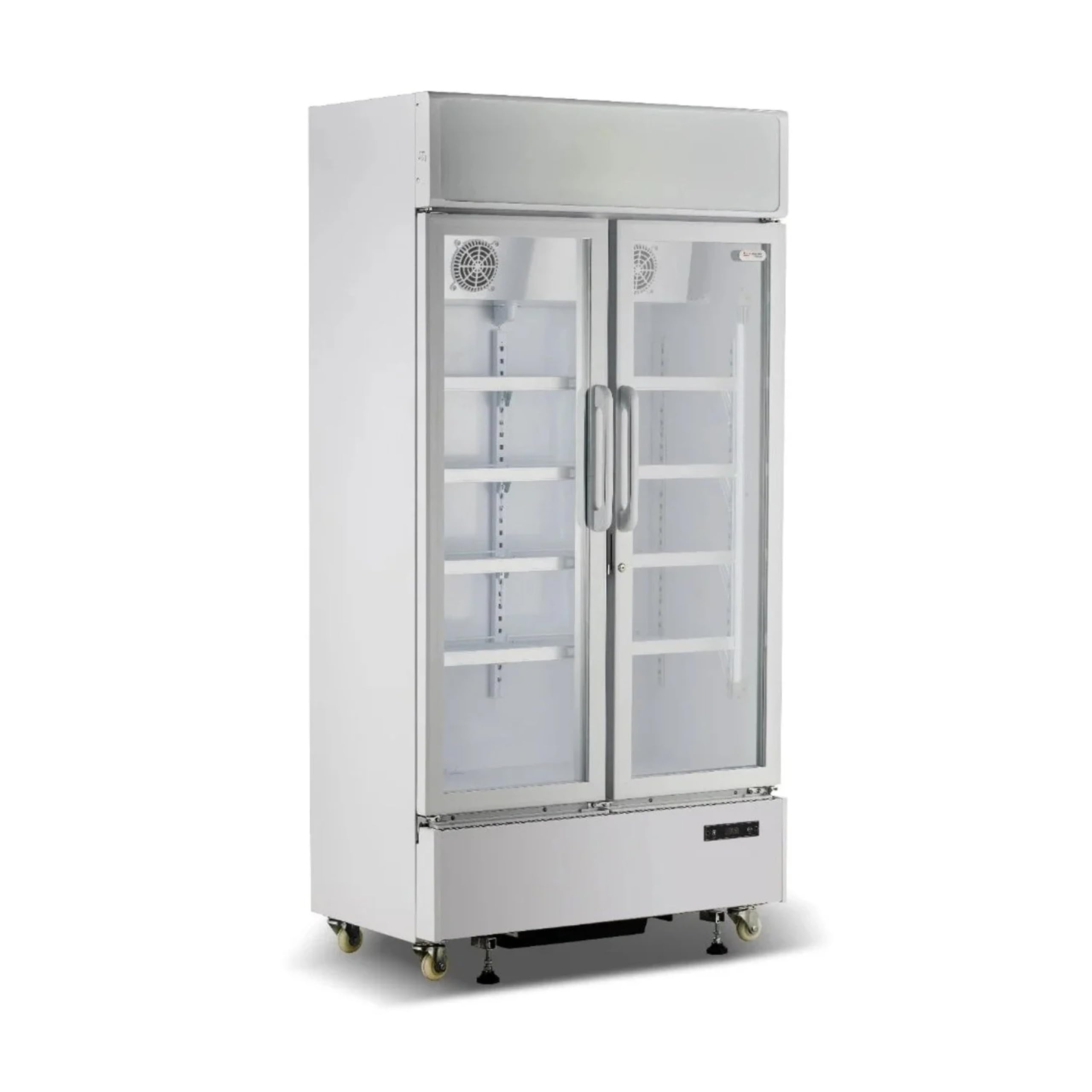 Ristoattrezzature Frigo Vetrina Bibite 2 Ante 600 lt - Bianca - 0/+10°C - LED e Serratura - 100x59x197h cm