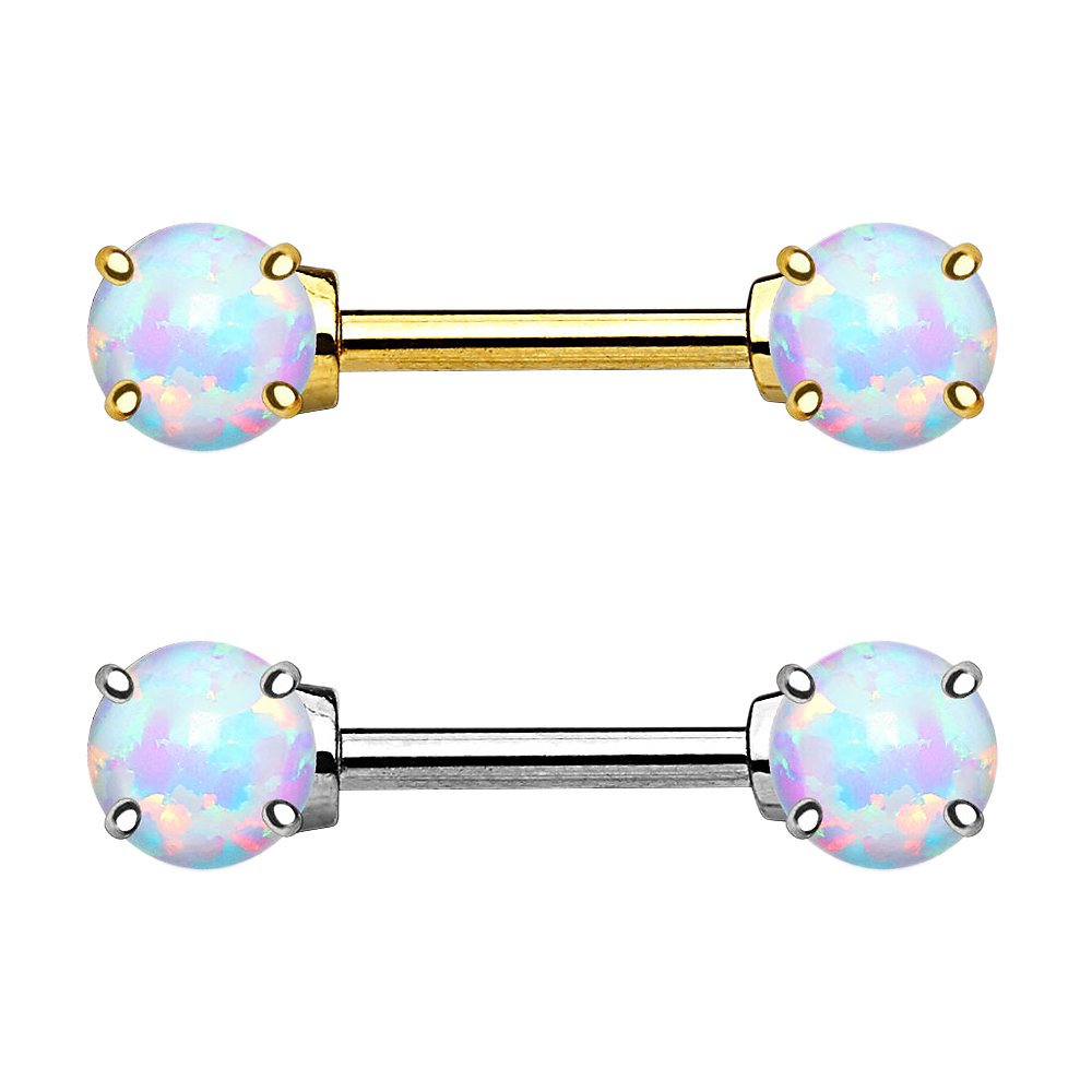 Brustwarzen Piercing Intimpiercing Echt Gold 14 Karat mit Opal Stein