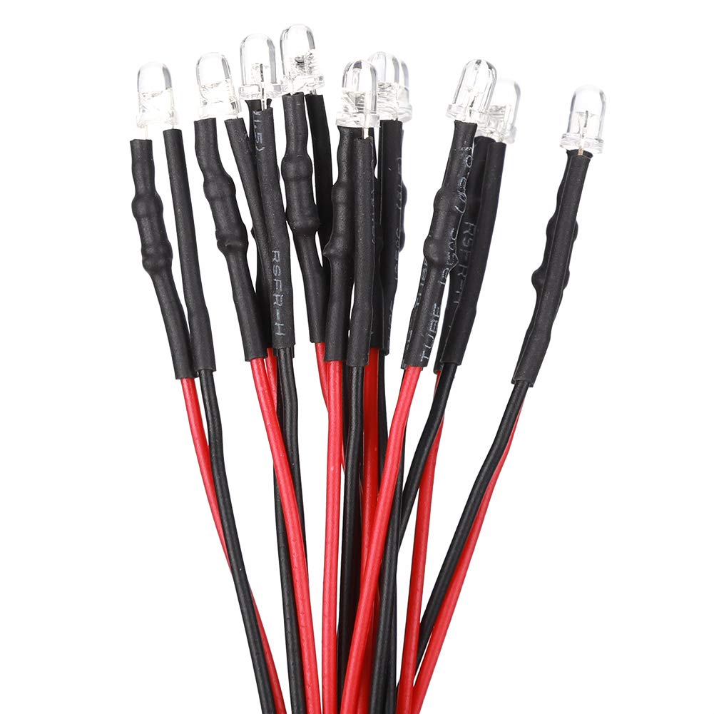 Lot De 10 LED Pré-câblées 12V, 5 Mm, Bleu Glacier - Avec Fils 20 Cm, Pour Décoration, Auto, DIY, Maquettes