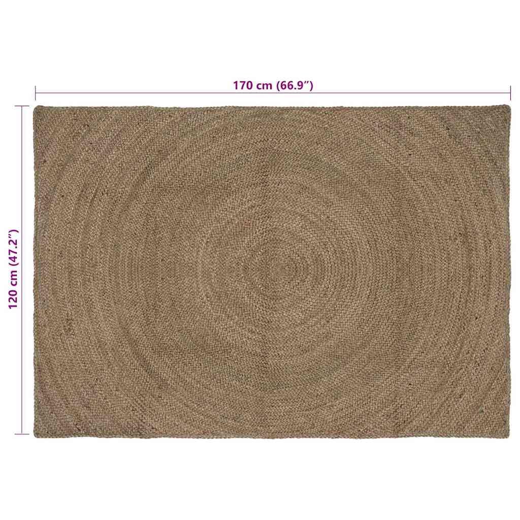 Makastle Tapis de Zone Gris 120 x 170 cm en Jute Fait Main 5,5 kg pour Intérieur