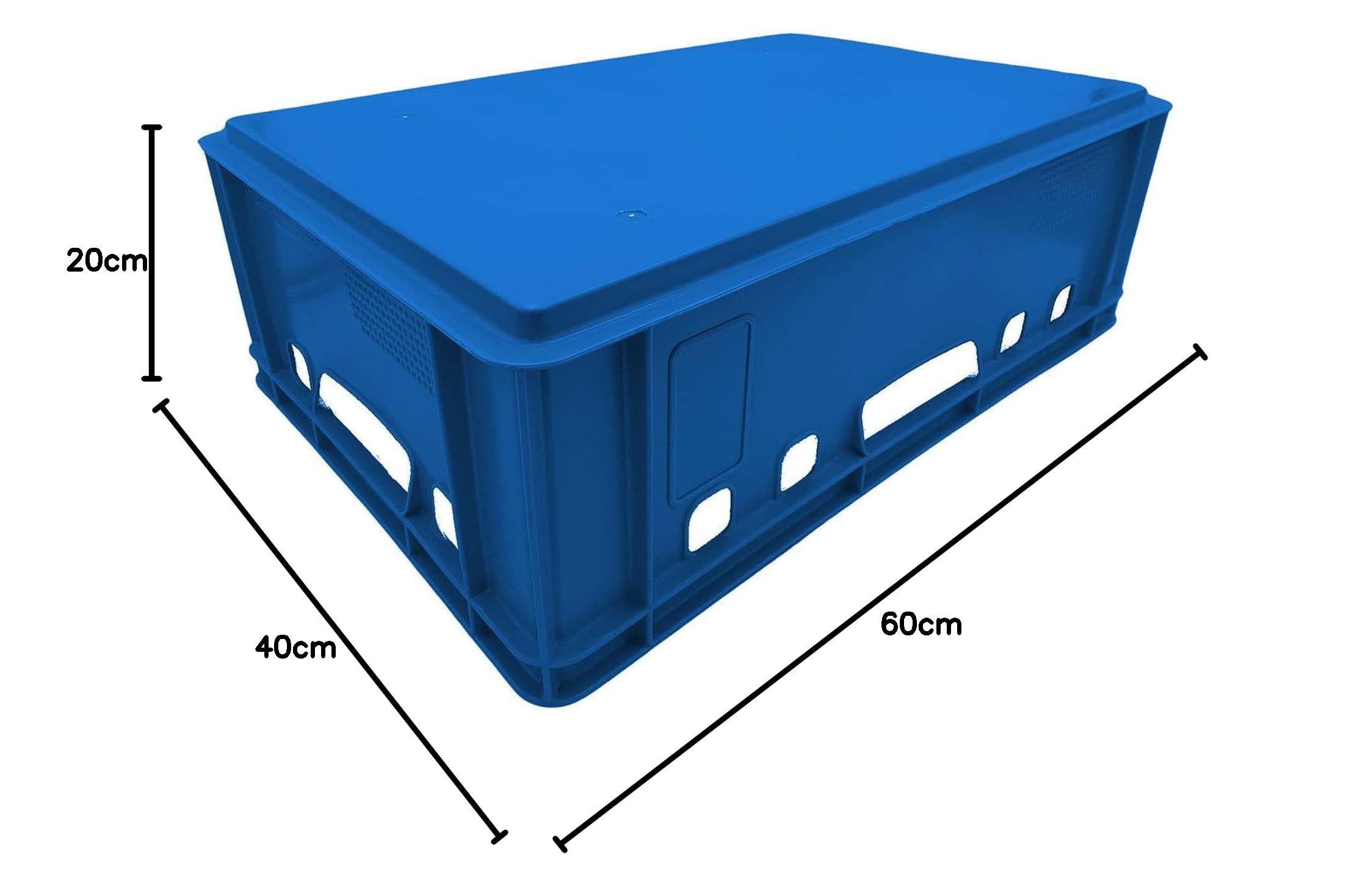 BURI 1 scatola per carne E2, blu, 60 x 40 x 20 cm, scatola per macellaio, Eurobox dalla Germania, per uso alimentare, robusta, impilabile