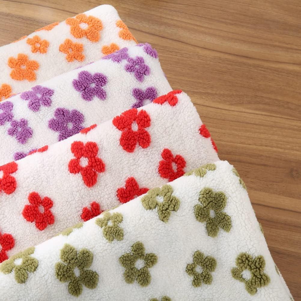 Faux Fur Sherpa Fleece Fabric 160cm 62'' Wide Cute Flower Pattern Soft Faux Sheepskin Fabric for Sewing Crafts, Cushions, Costume, Home Decoration(Size:1m,Color:Purple)