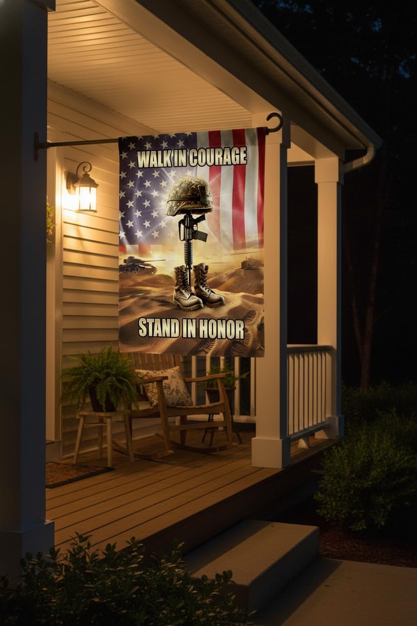 Army Veteran Garden Flag 12x18 In Double-Sided Military Tribute Banner with Fallen Soldier Cross, Durable All-Weather Outdoor Decor for Veterans Day, Patriot Day and Christmas Day - Image 7