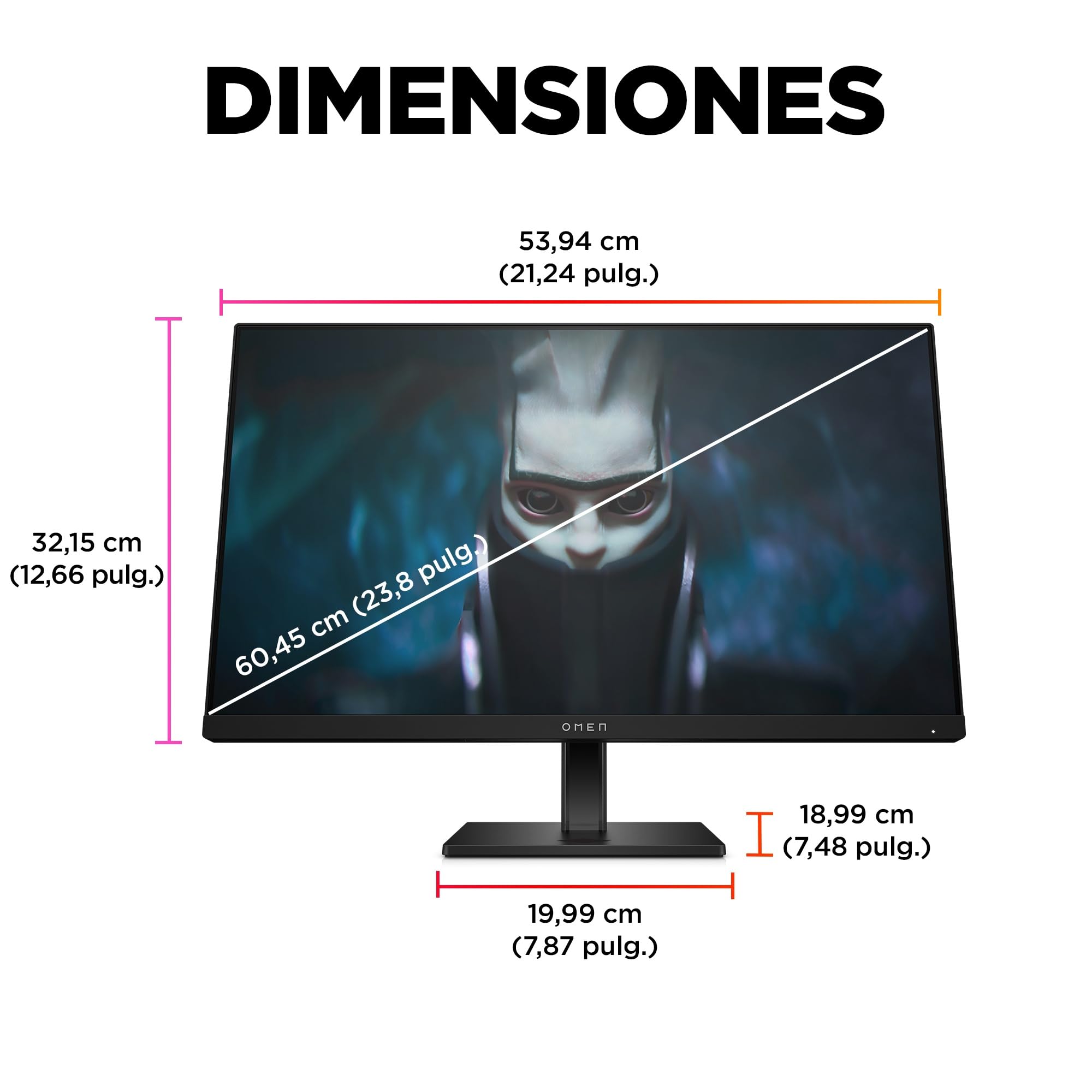 HP OMEN 24 – Monitor Gaming de 24" FHD 1920 x 1080 a 165 Hz, IPS, 16:9, 1ms, HDMI, Antirreflejo, DisplayPort, AMD FreeSync Premium, Compatible con Consolas Negro, Plano, 165Hz