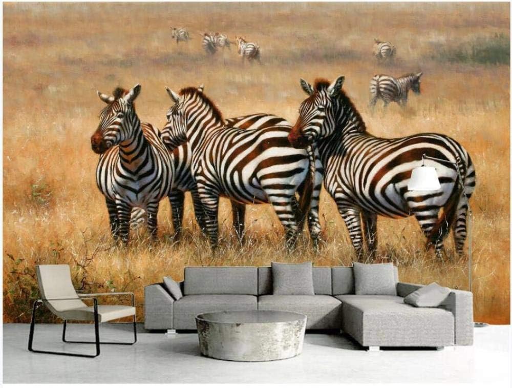 Papier peint 3D zèbres moderne : créez une ambiance prairie naturelle dans votre salon