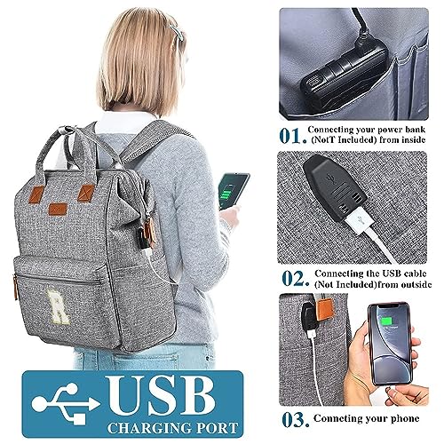 Personalized Initial Laptop Backpack for Women-Waterproof Teacher Backpack/College Backpack/Nurse Backpack for Work,Travel Bckapack with 15.6" Laptop Compartment-Birthday Gift for Women3