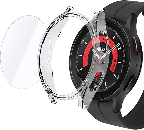 Protector de pantalla para Samsung Galaxy Watch5 Pro de vidrio templado de pantalla ultra transparente desmontable y funda protectora mate