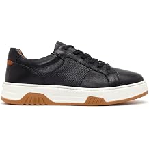 Erkek Siyah Kal n Tabanl  Ba c kl  Deri Sneaker 26SFD688218