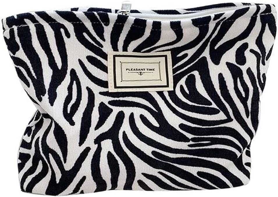 tewiaii Cosmetic Bags for Women Makeup Bag, Large Capacity Purse Travel Toiletry Zipper Storage Pouch Make up Brushes Organizer for Gifts (Zebra Stripes)