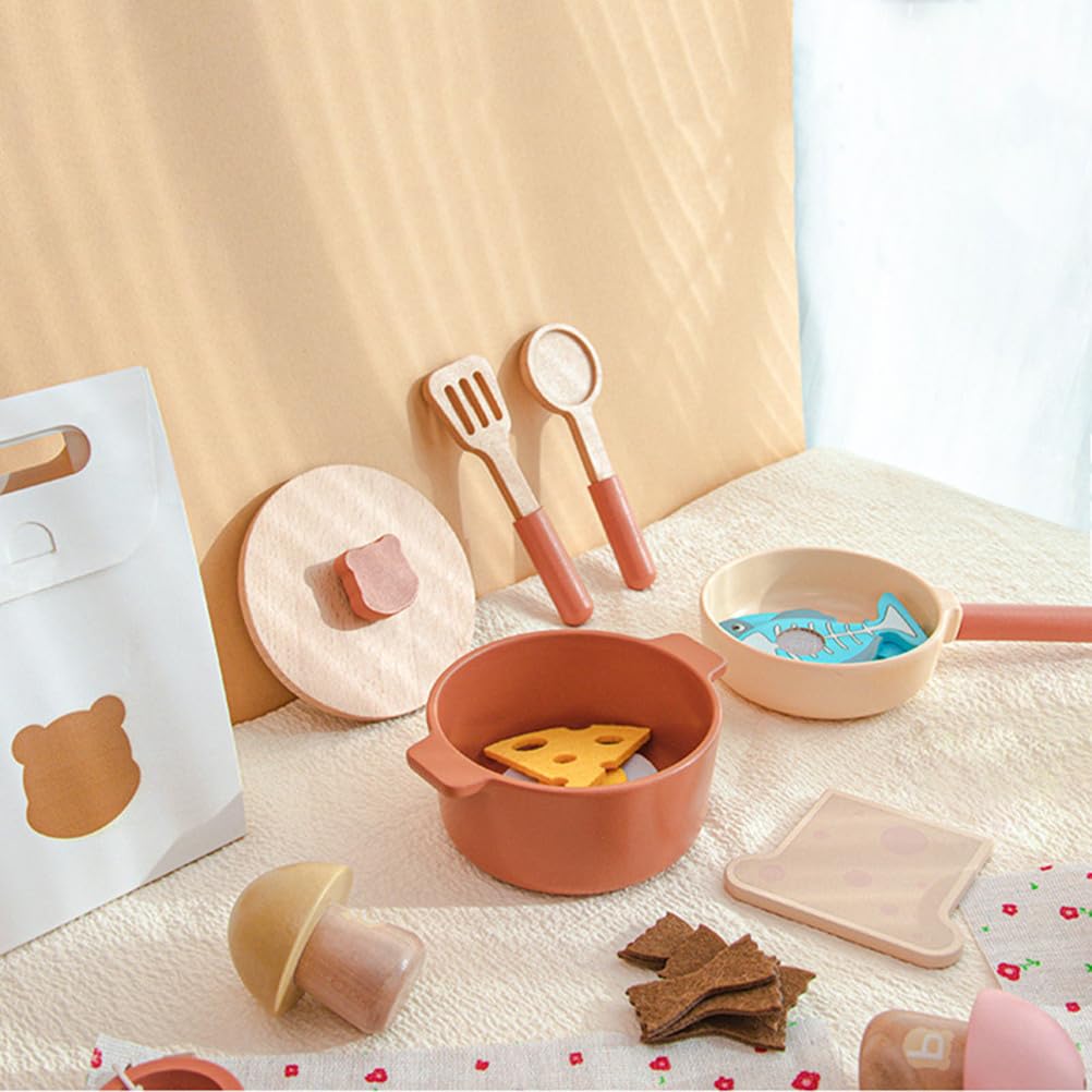 Gioco di finzione in Cucina in Legno, Set di pentole e padelle