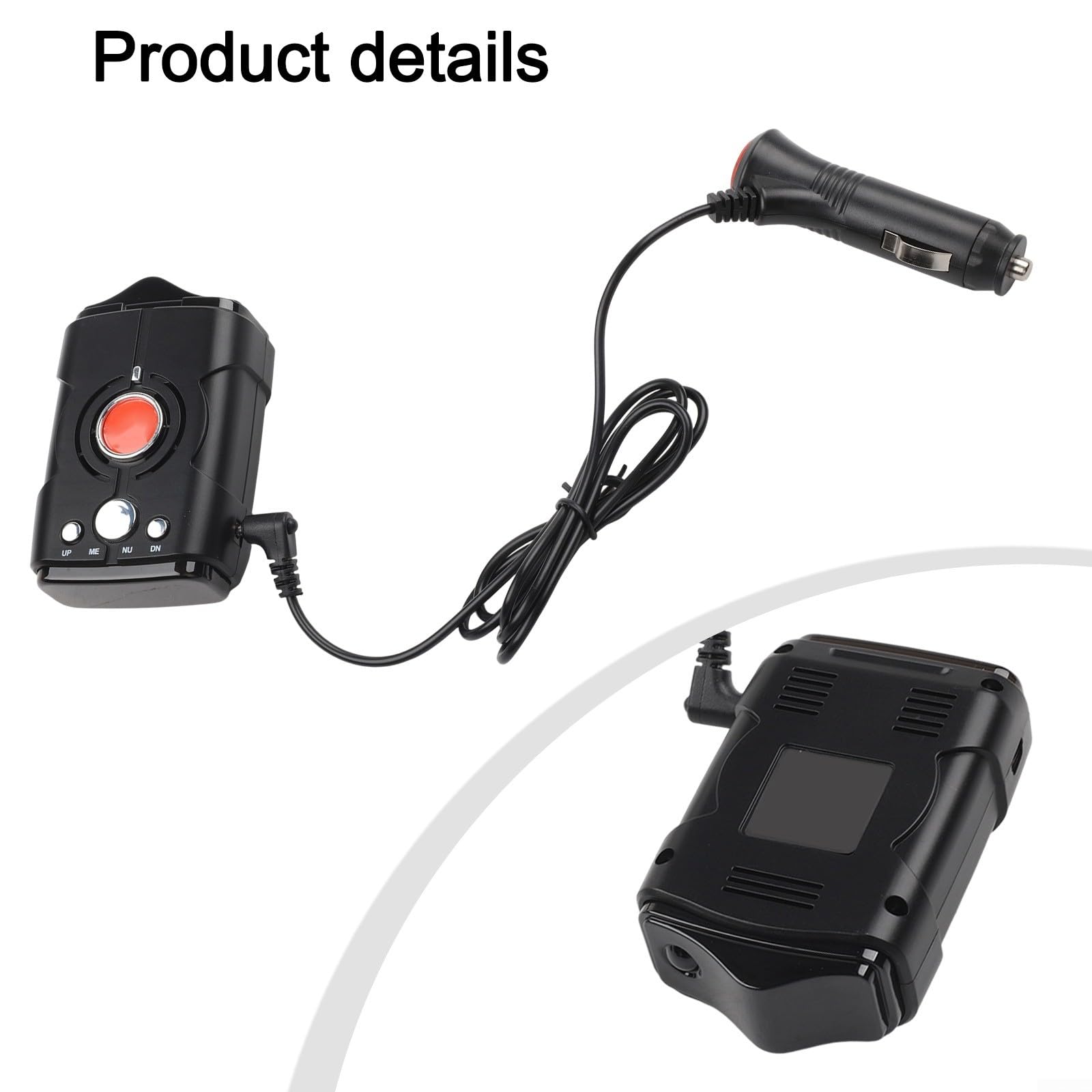 360° Avertisseur de radar avec message vocal, chien électronique pour mesurer la vitesse et la détection de flash, compact 12 x 7,5 x 6,5 cm, ABS, pour voiture camion 12 V, noir