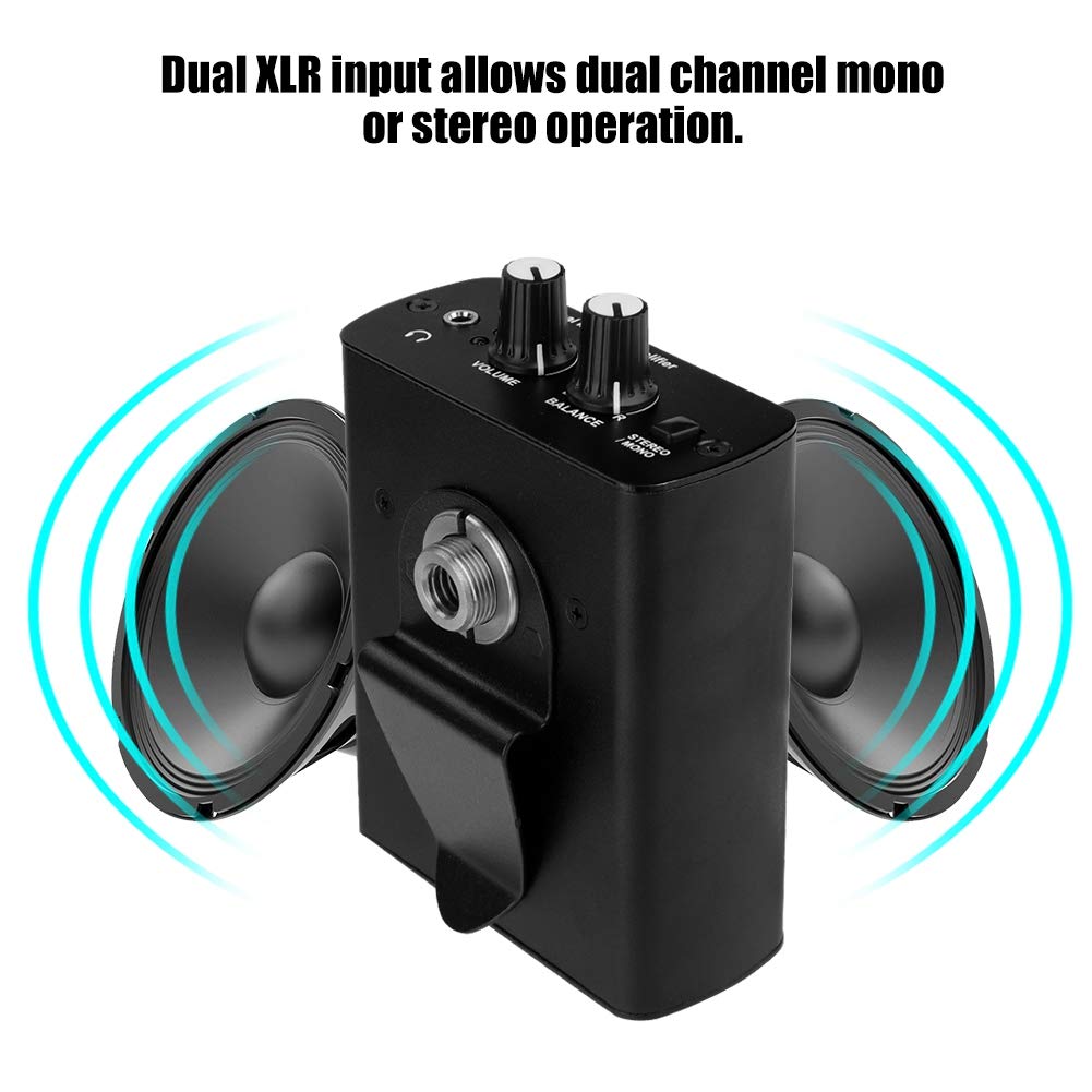Cryfokt Amplificateur de Casque Professionnel, Double Entrée XLR pour Le Monitoring de Scène et de Studio, avec Sortie Haute Puissance et Commandes de Balance de Niveau, pour Inte (Réglementation