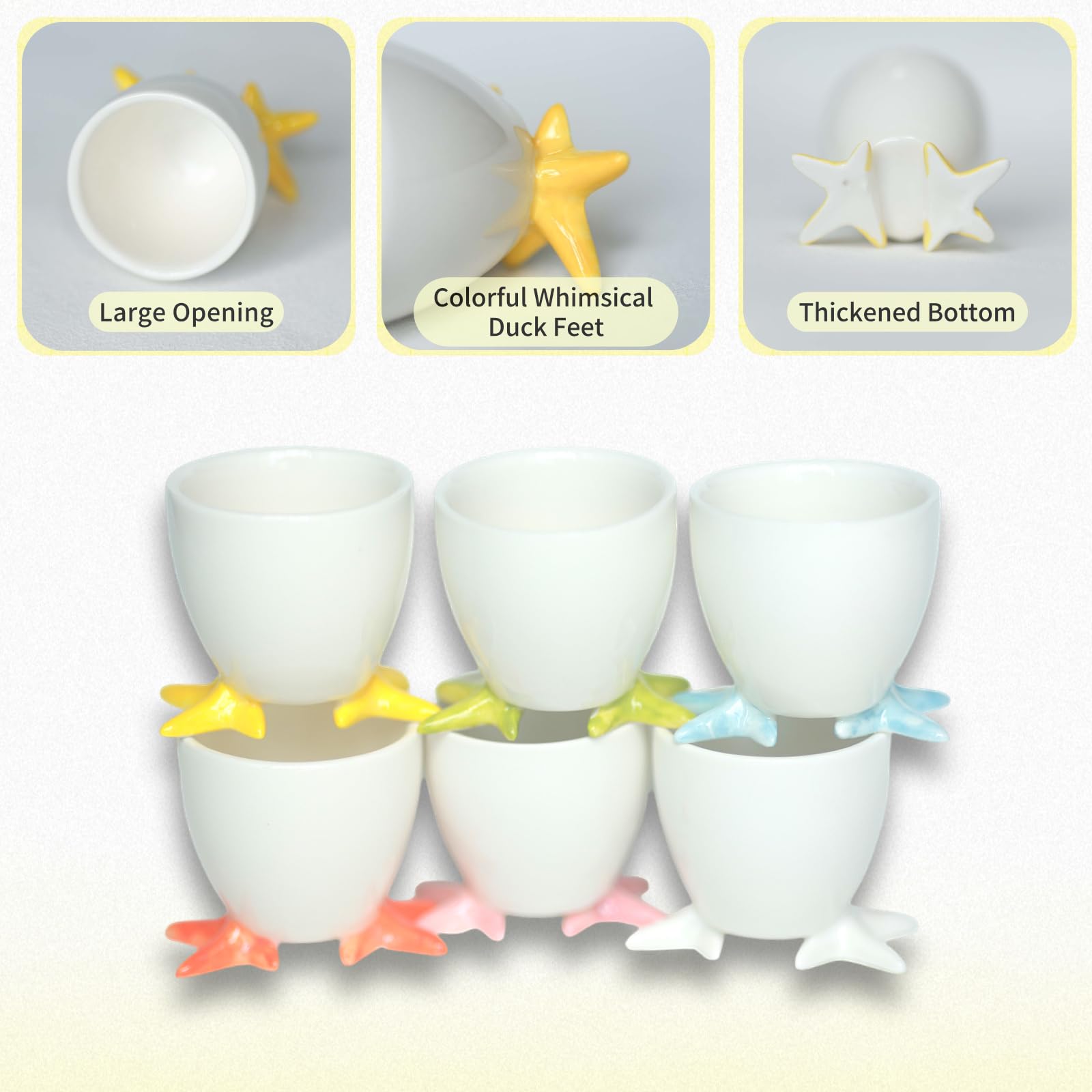Lot de 6 coquetiers en porcelaine blanche