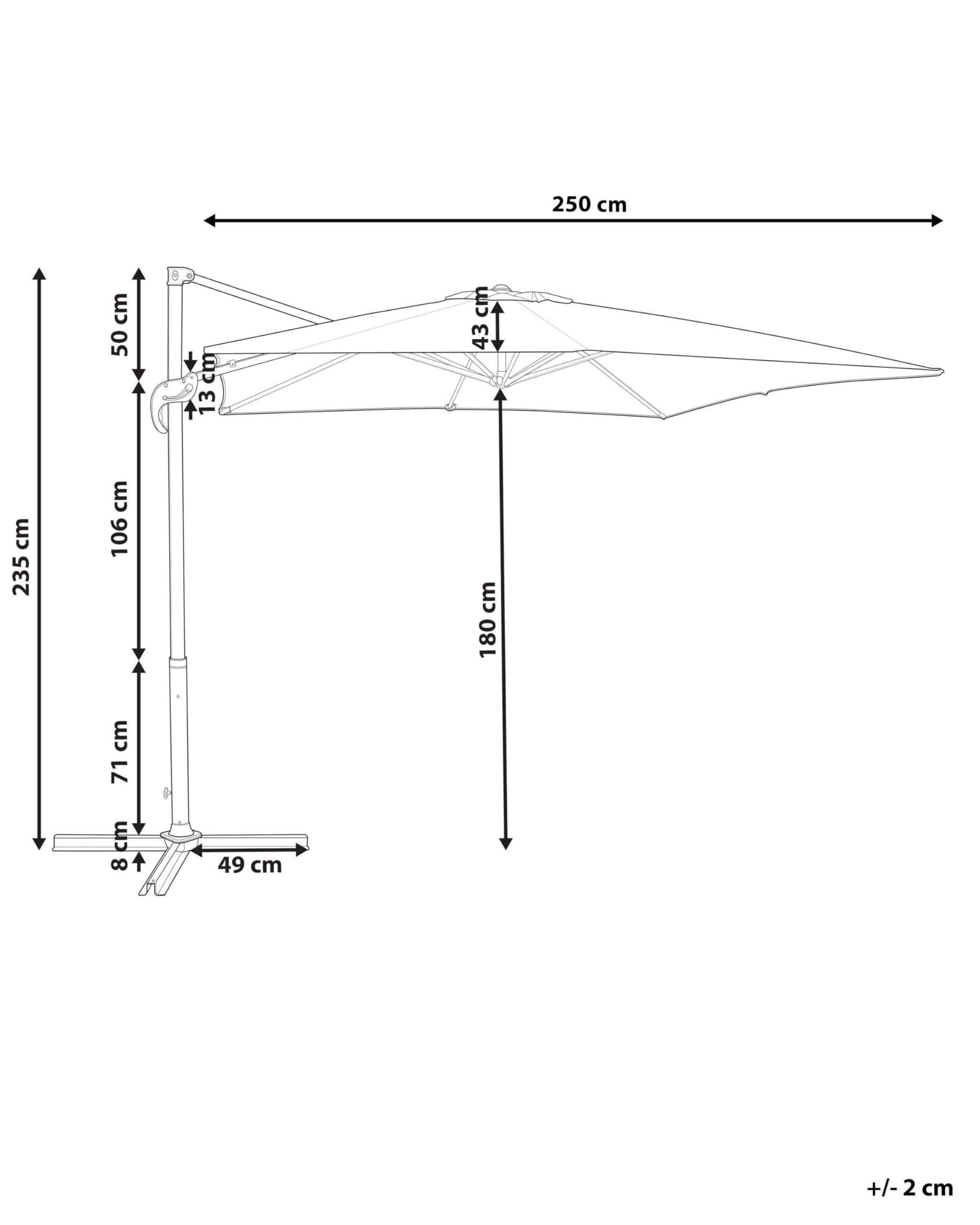 Beliani Ombrellone da giardino mocca bianco 250 x 250 x 235 cm