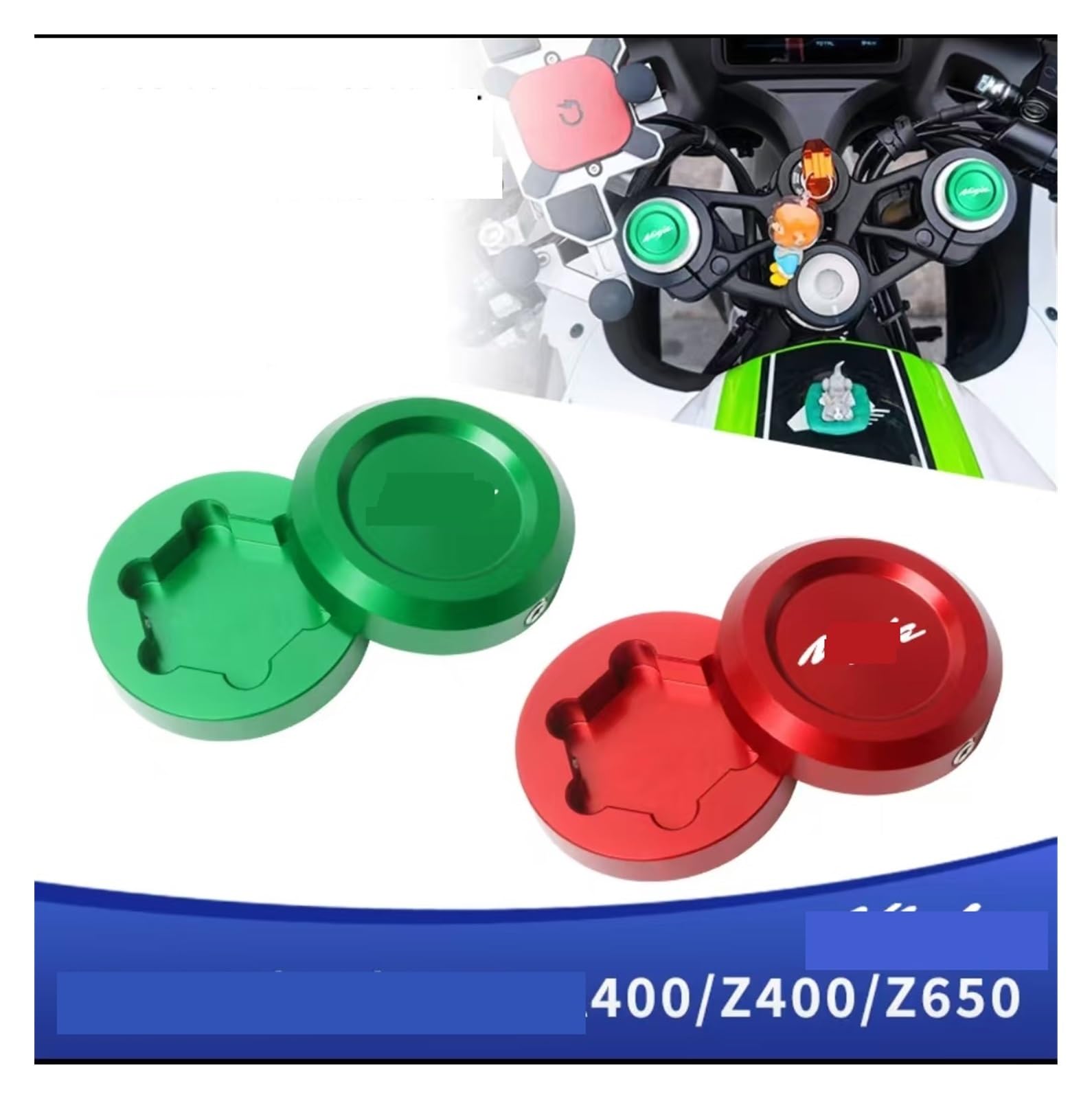 Compatible with 400/Z400/Z650 Modified Aluminum Alloy Front Shock Absorber Decorative Cover Dust Cover(Blue,C)