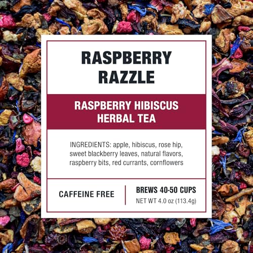Image of Tiesta Tea - Raspberry Razzle Tea, Loose Leaf, Raspberry Hibiscus Herbal Tea, Premium Caffeine-Free Tea Blend, Make Hot or Iced & Up to 50 Cups, 4 oz Refillable Tin