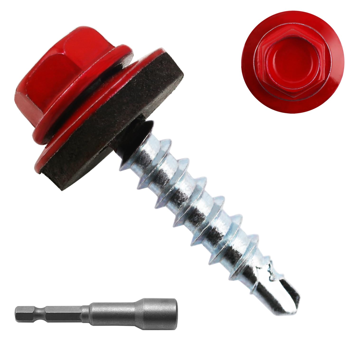 Black Hex Roofing Screws - Self-Drilling Metal Fasteners -26