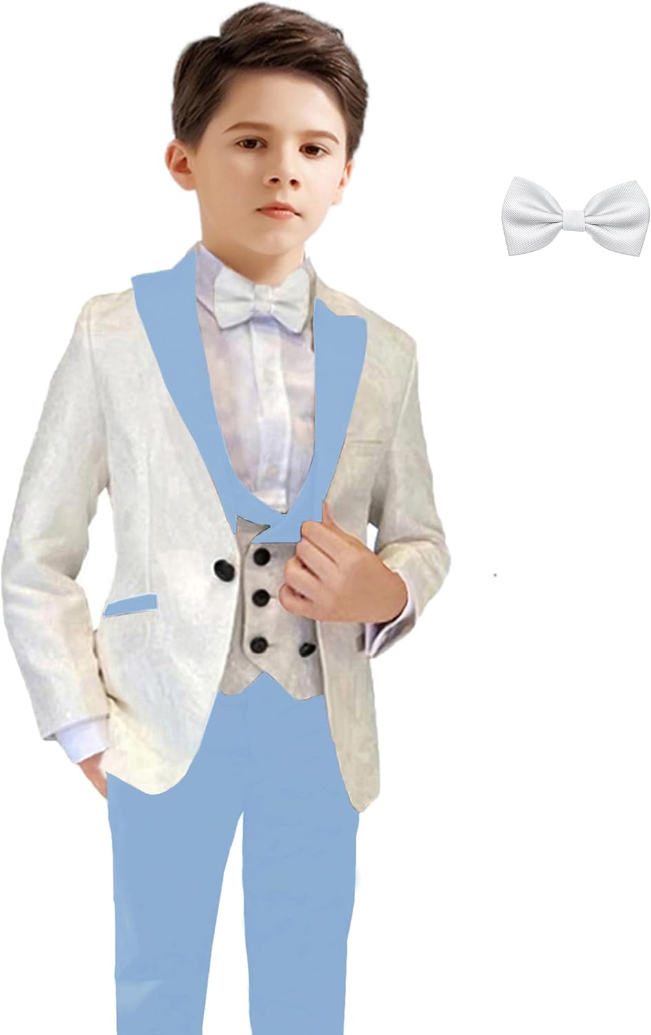 Boys Suit 3 Piece Slim Fit Suit for Boys Formal Wedding Outfits Tuxedo for Kids Ring Bearer Outfit Size 2-20