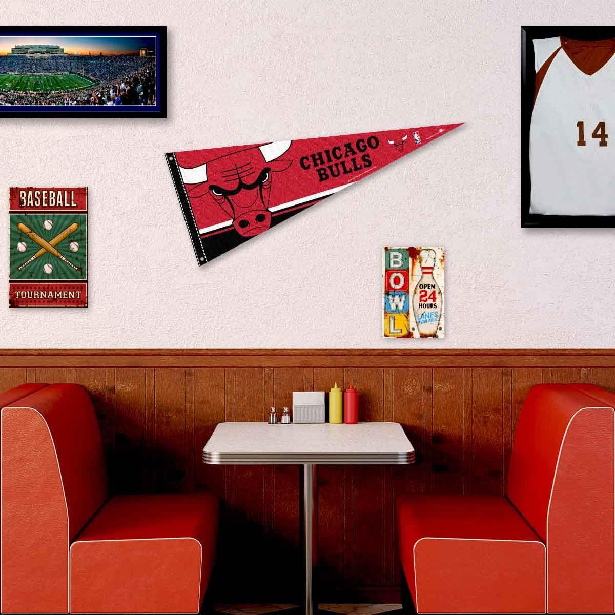 Chicago Bulls Pennant Flag and Wall Tack Pads Mounts - Image 3