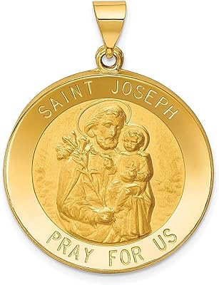 14k Yellow Gold Saint Joseph Medal Necklace Pendant Charm Religious Patron St Fine Jewelry For Women Gifts For Her