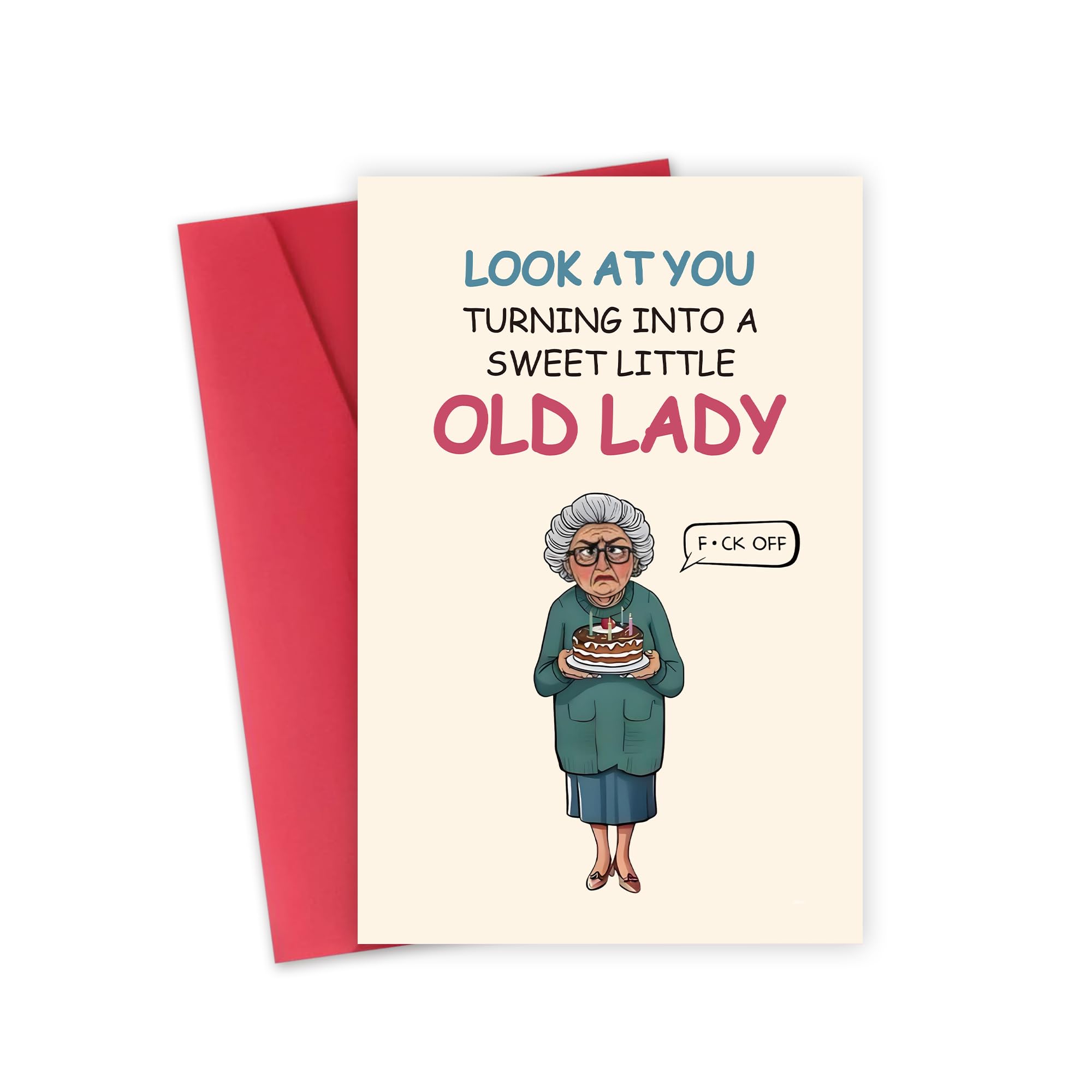 xiangqiankan Funny Birthday Card for Bestie - Look at You Turning into a Sweet Little Old Lady Humorous Greeting Card, Birthday Gift for Friend Sister Wife โ image 1