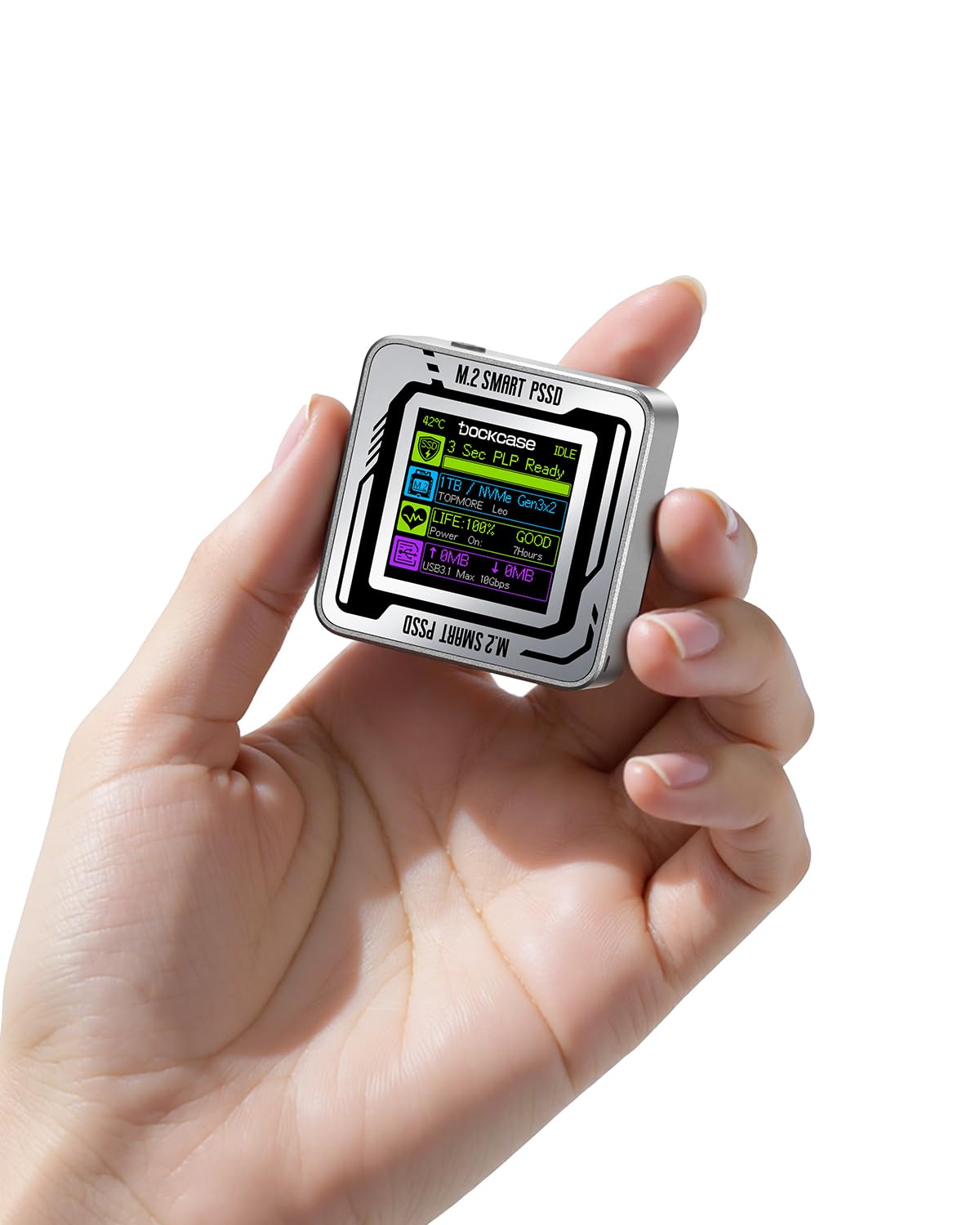 DOCKCASE Pocket M.2 NVMe SSD Enclosure,Support 3s PLP Prevents Write Data Loss,USB 3.2 Gen 2 Type-C (10 Gbps), fits NVMe PCIe, Exclusive to Size 2230,Support M-Key B+M Key UASP…, SILVER-DSWC1M