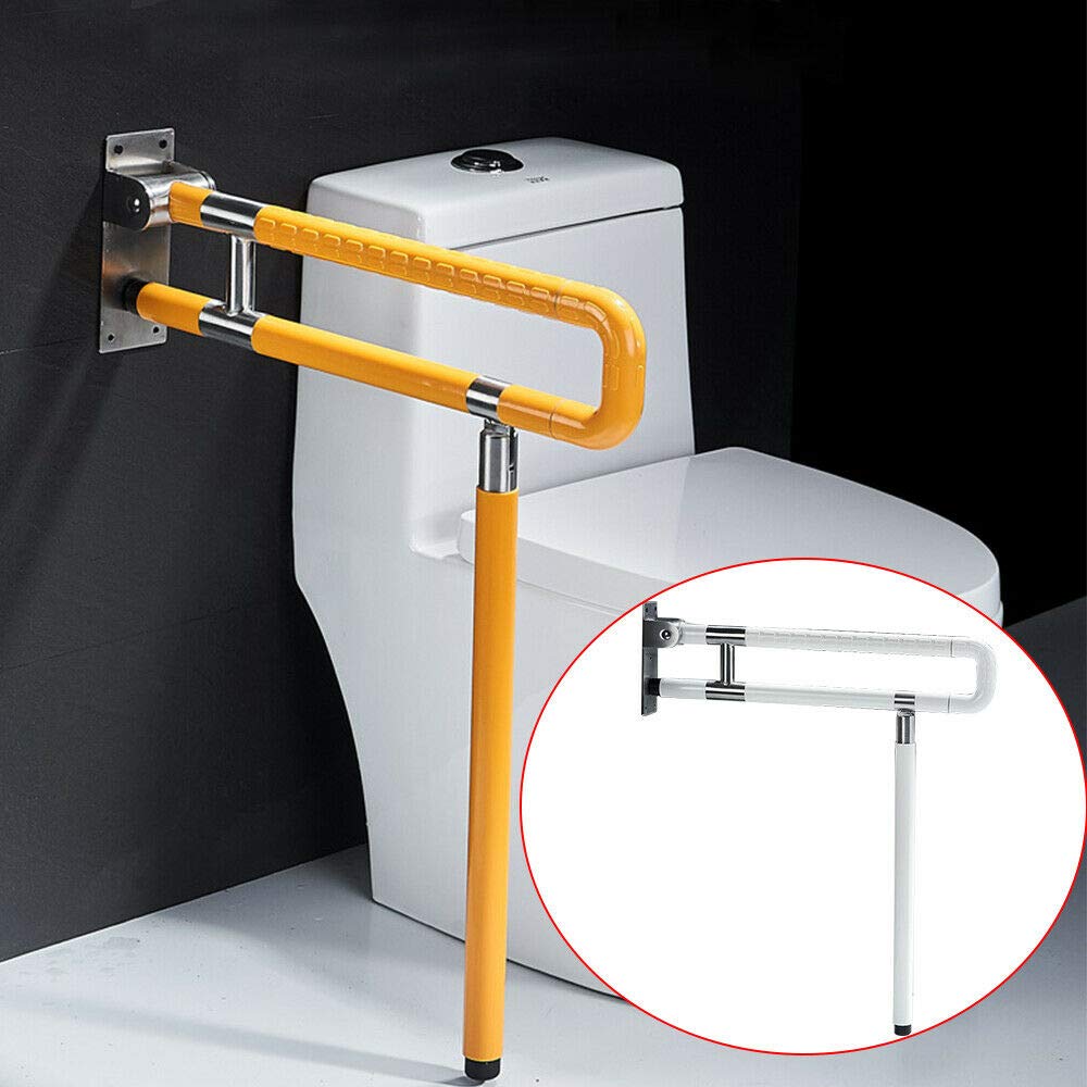 Asidero de apoyo para el inodoro, de acero inoxidable, 600 mm/750 mm, plegable, para personas mayores, embarazadas, discapacitados, 60 cm, color blanco