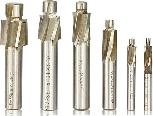 Miniatura 3 de Broca de taladro HSS de 4 flautas para fresado de molino de extremo de avellanado para perforación de maderametal, M14.4x24x12x80