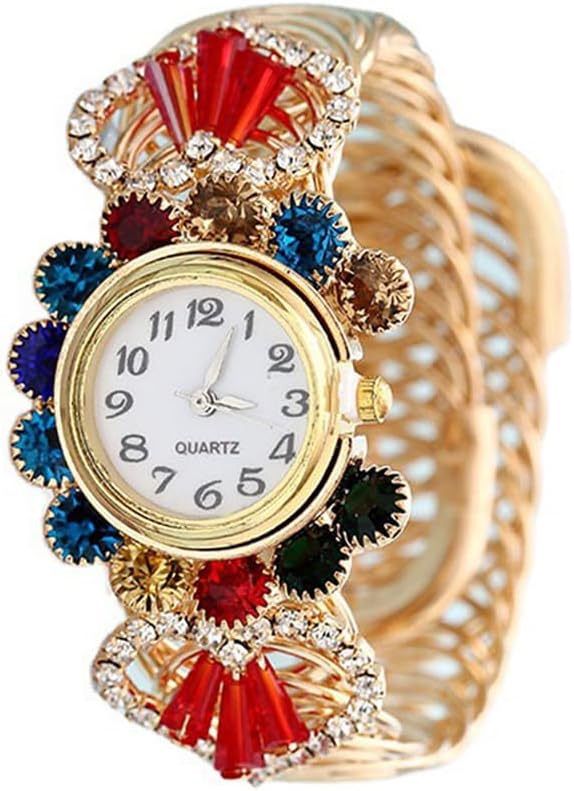 Women Elegant Crystal Cuff Bangle Bracelet Easy Read Analog Quartz Wrist Watches
