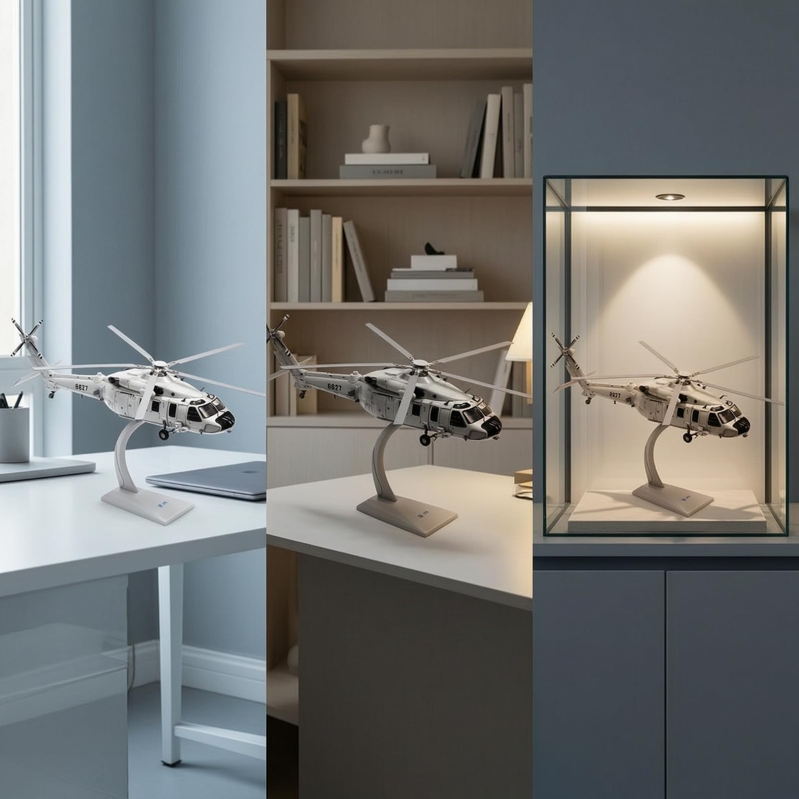Modellino di Elicottero Militare Elicottero con Piedistallo Statico Modello in Metallo per Esposizione, Ufficio, 1 48, Versione Terrestre Z-20
