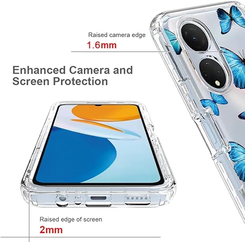 Miniatura 2 de sidande Funda para Honor X7 CMA-LX2 CMA-LX1 con protector de pantalla de vidrio templado funda protectora delgada de TPU floral transparente de