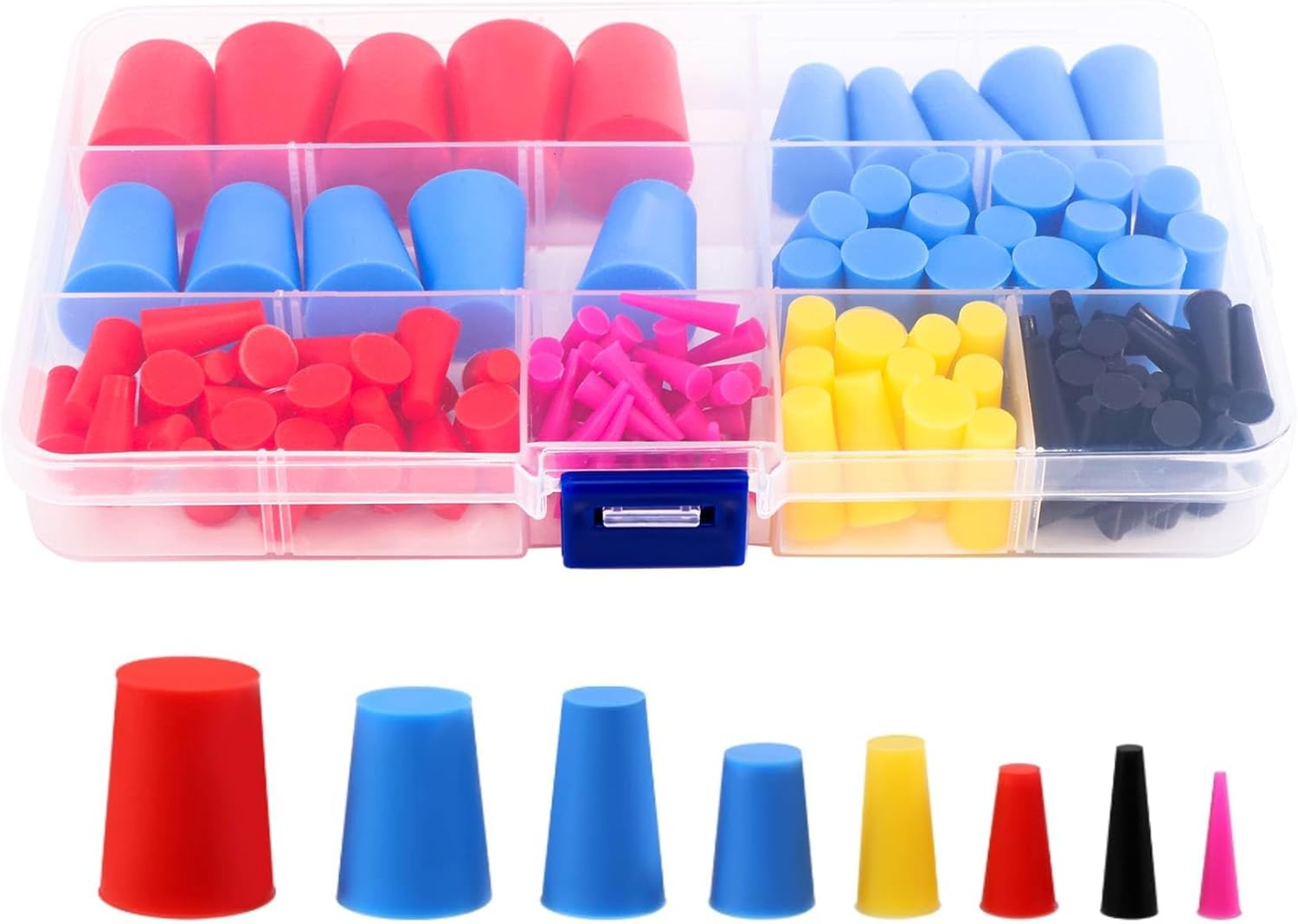NIZEAMI 125PCS Silicone Rubber Stoppers HighTemperature Solid Rubber Bungs Tapered Plug 8