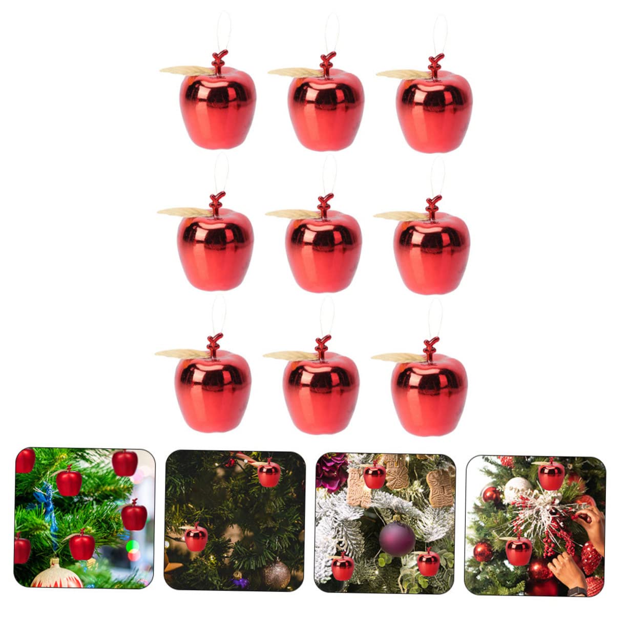 PRETYZOOM 72 STK Weihnachtsapfel-Anhänger weihnachtsdekoration drinnen Weihnachtsapfeldekor Kinder weihnachtsdeko christbaumanhänger hochzeitsgeschenk Hängende Anhänger Christbaumschmuck rot